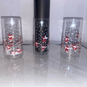 Crista Clearly Santa Glass Tumblers, 16 Oz, Set Of Three